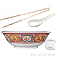 45 oz 8.75" Pho Rice /Noodle Soup Bowl Set  includes 1 pair of Chopsticks and 1 Oriental Soup Spoon - Pho size: Medium - Design: Peacock - Made of Durable Melamine - Bundled with Pan Scraper - B00GHUHJ2Y